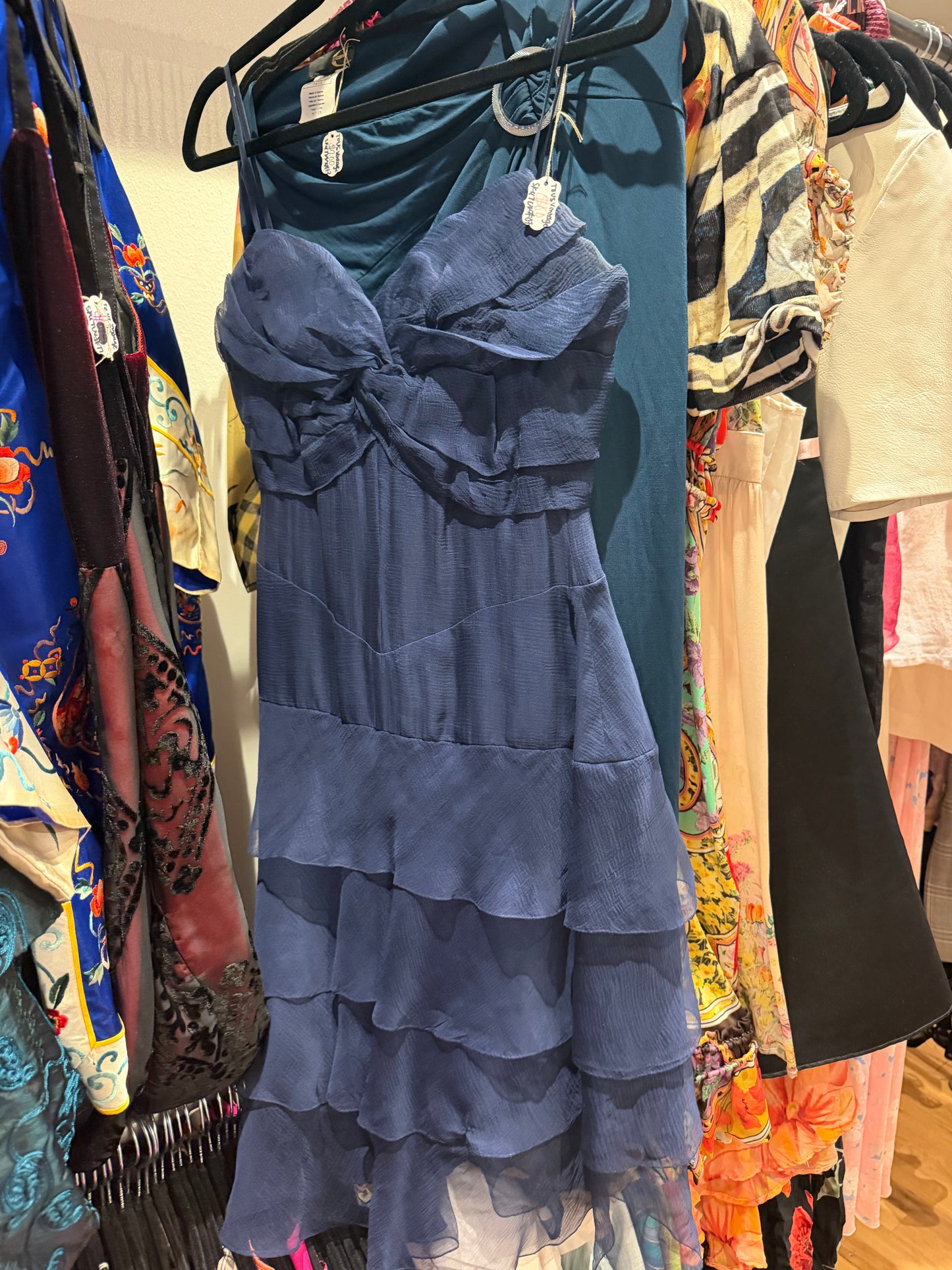 Blue strapless ruffle dress sku tuv #87