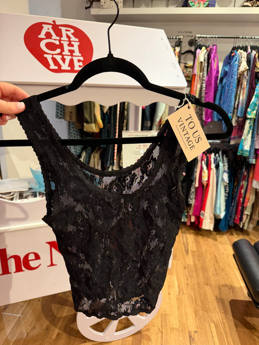 Black lace tank top TUV #321548
