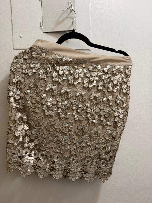 Tan bedazzled mini skirt TUV #11123