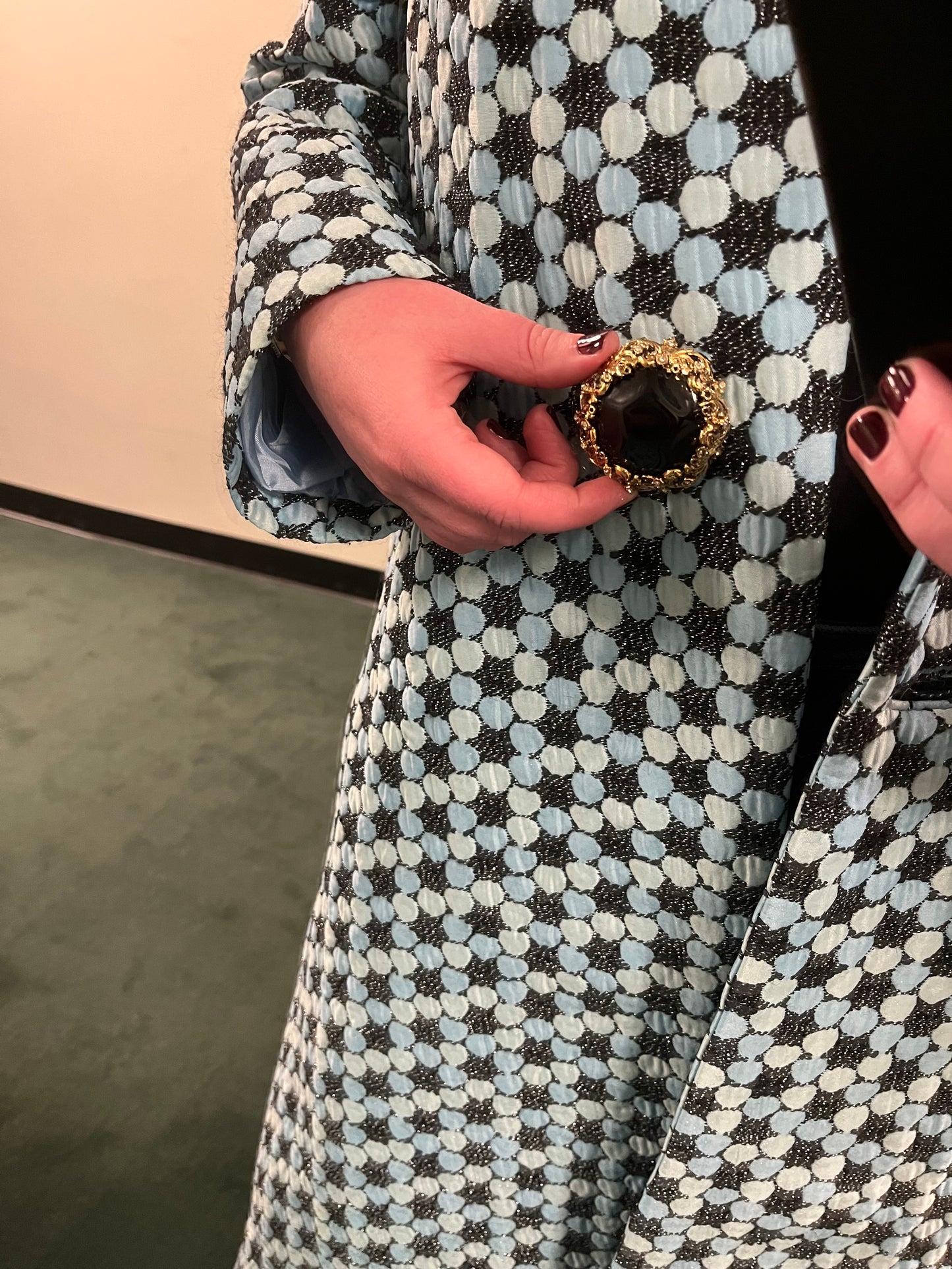 Italian Iridescent Black and Blue Oversized Jacket - sku tuv #5135